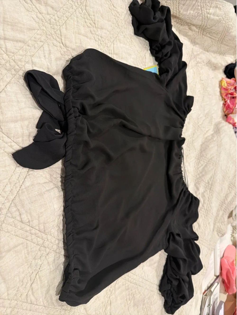 CeCe Black Ruffle Blouse/Top - Picture 7 of 7